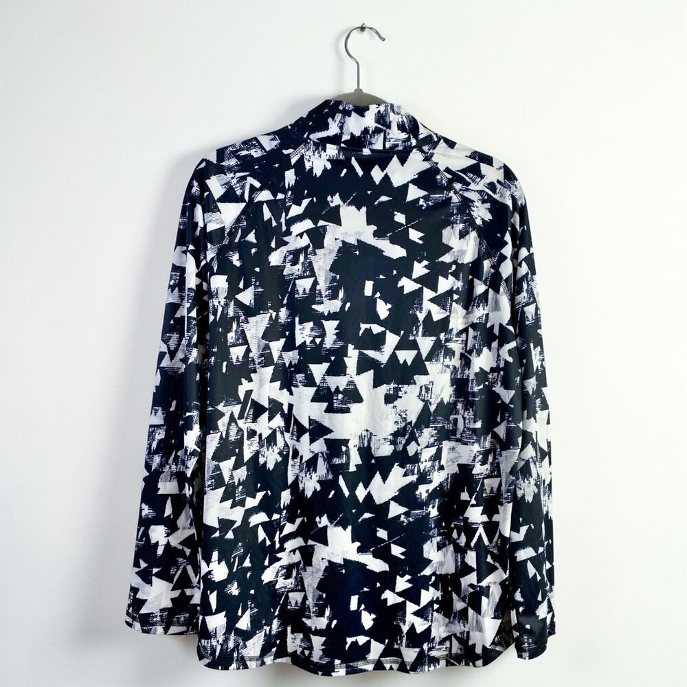 Activewear 1/4 Zip Pullover XL Plus Geometric Triangle Print Black White NWOT - Picture 3 of 13